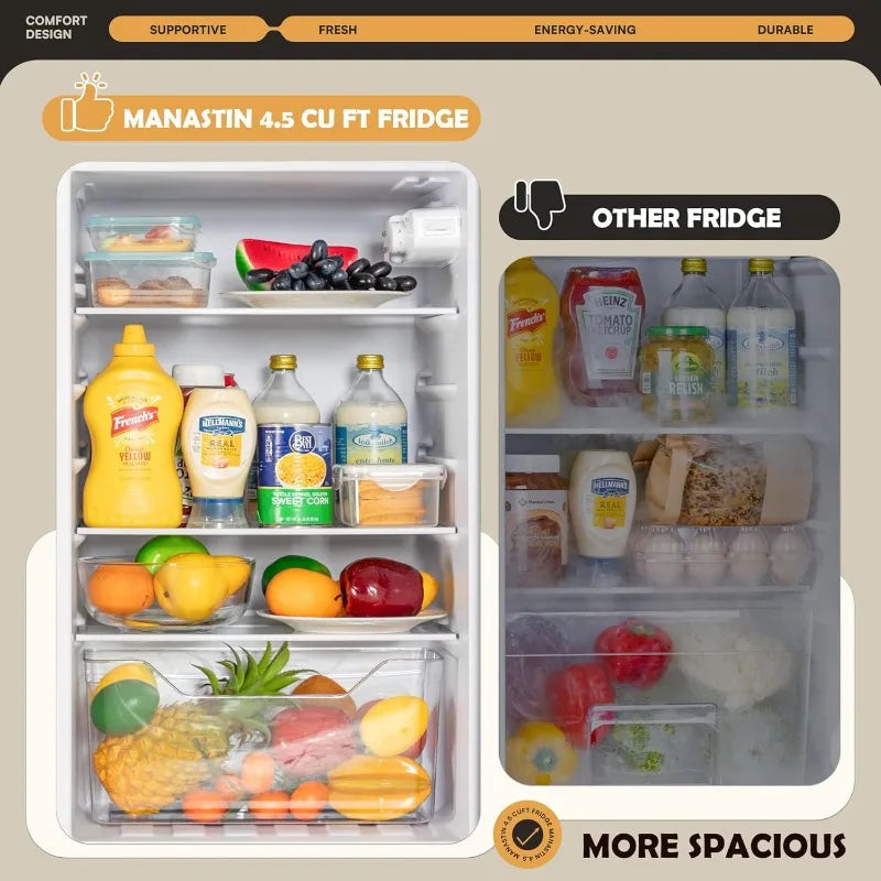 4.5 Cu.Ft Mini Fridge with Freezer, Small Refrigerator with 2 Doors for Kitchen, Dorm, Office and Bedroom, Mini Fridge