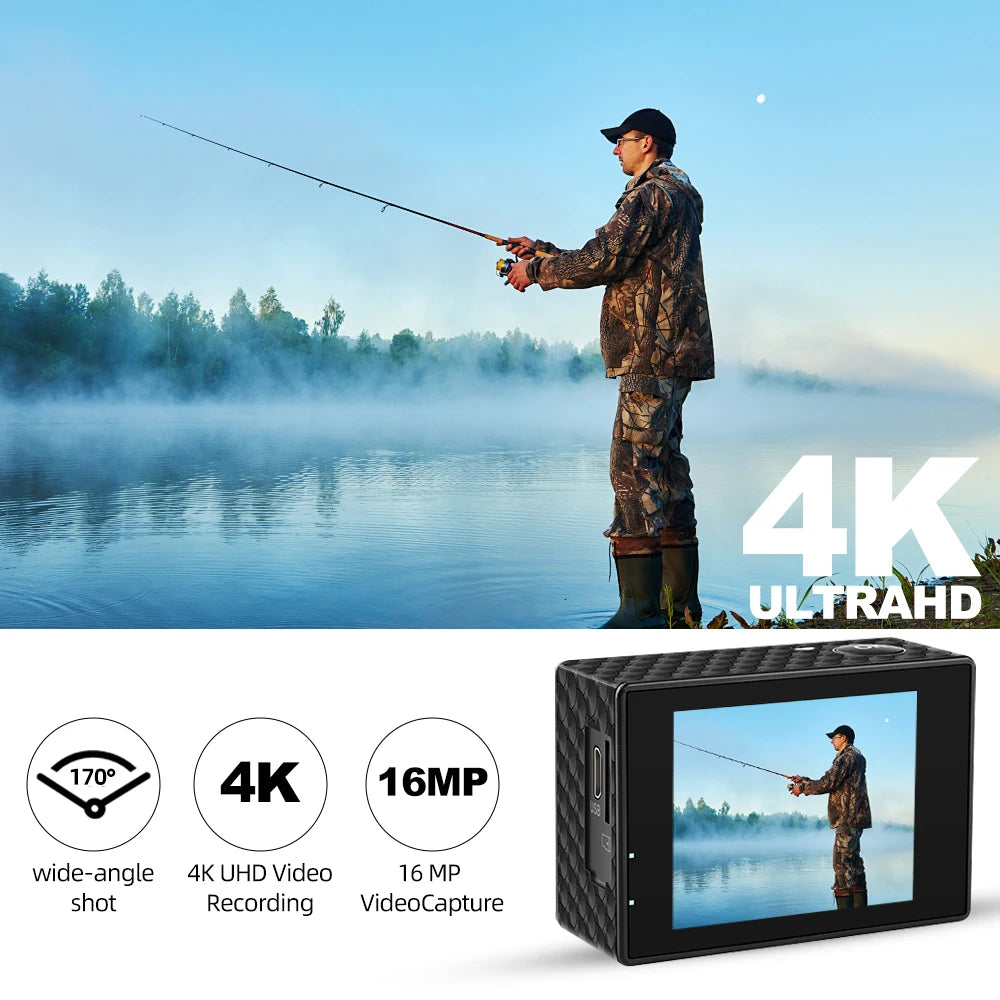 OURLIFE Action Camera 4K Ultra HD 16MP Waterproof 30M
