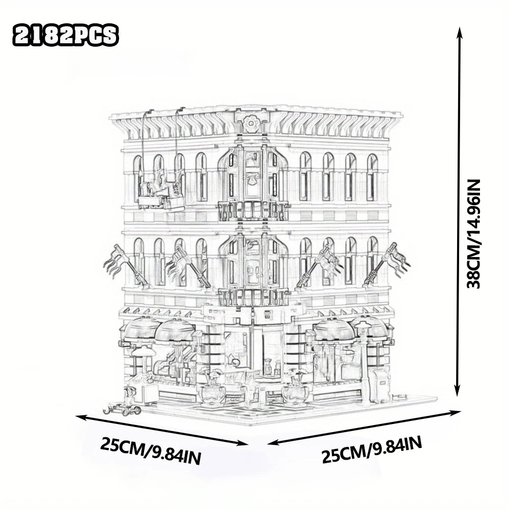 Creative Expert Brick Bank Cafe Corner Model MOC Street