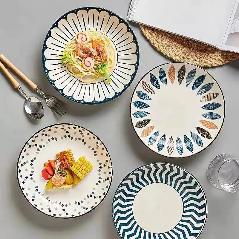 Round Ceramic Plate Set - Elegant Plate Set for Dining