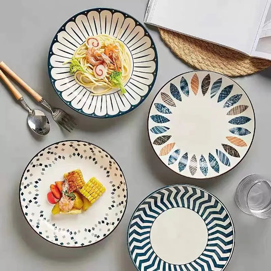Round Ceramic Plate Set - Elegant Plate Set for Dining