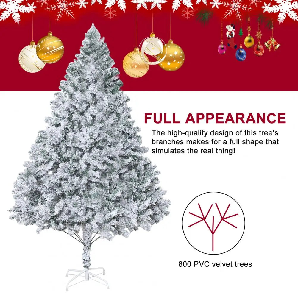 6.9ft White Flocked Artificial Christmas Tree Snow Christmas Holiday Pencil Tree Winter Party Decoration with Realistic Branch