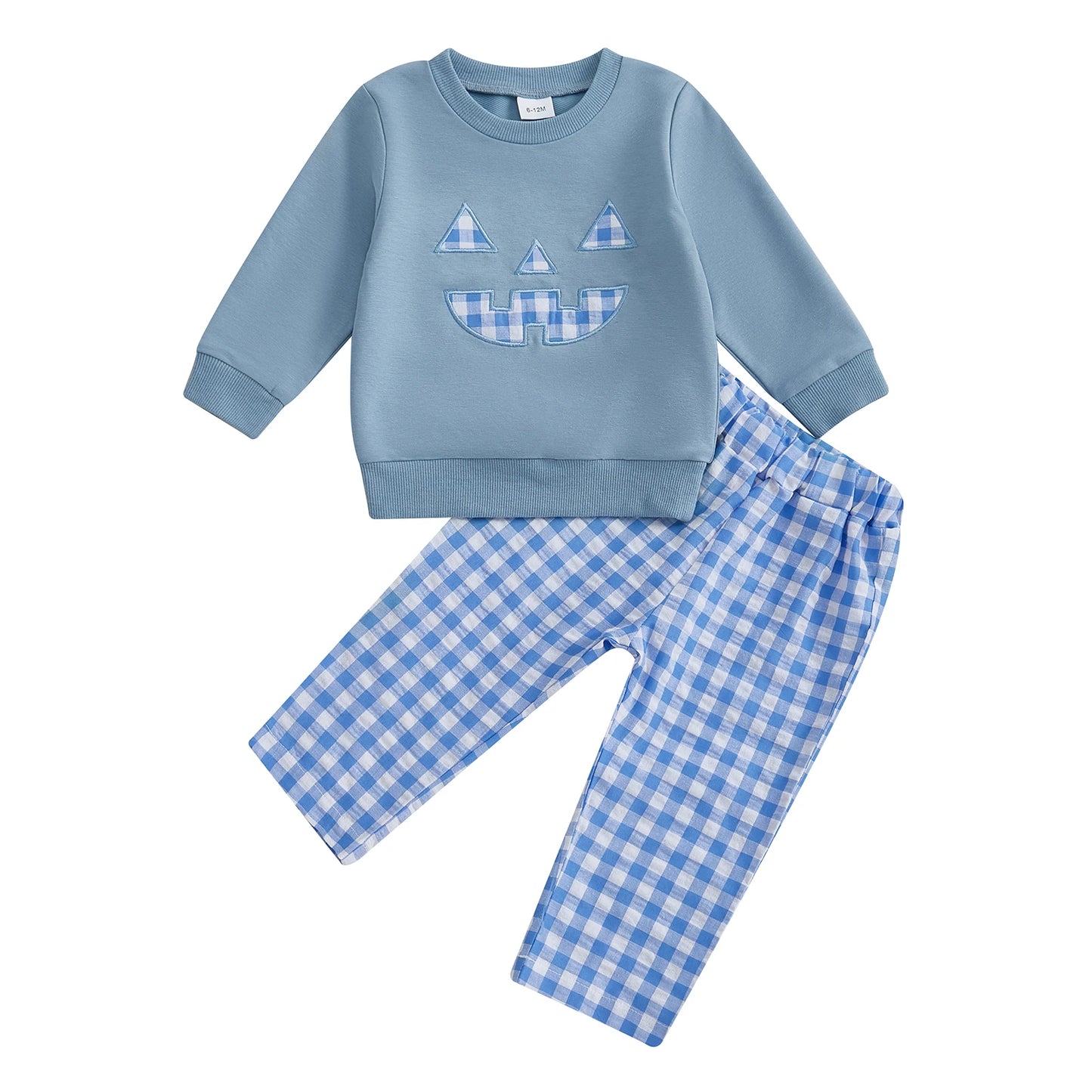 Infant 2-Piece Halloween Costume Set with Long Sleeve Pullover Top and Plaid Pants - Adorable Toddler Clothing for the Spooky