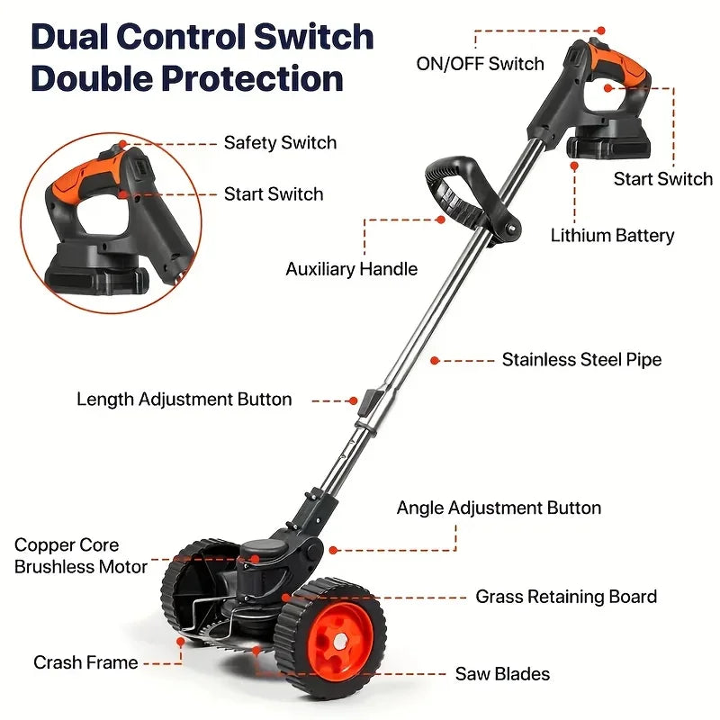 Wireless Portable Weed Trimmer With Dual Lithium Batteries