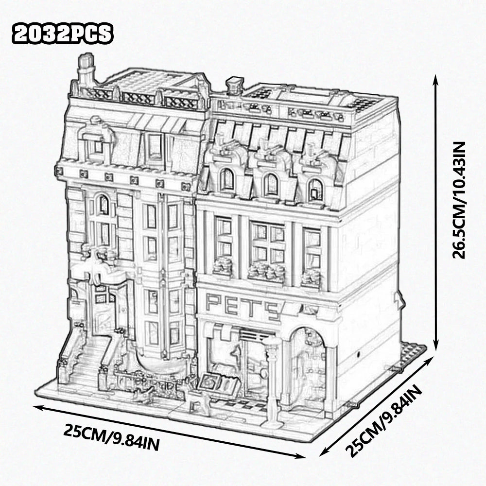 Creative Expert Brick Bank Cafe Corner Model MOC Street