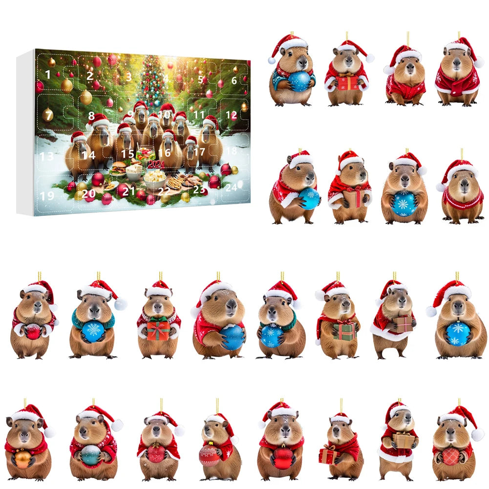 Capybara Advent Calendar 2024 Xmas Countdown Calendar Cute Capybara Christmas Ornaments Christmas Tree Ornaments Christmas Gifts