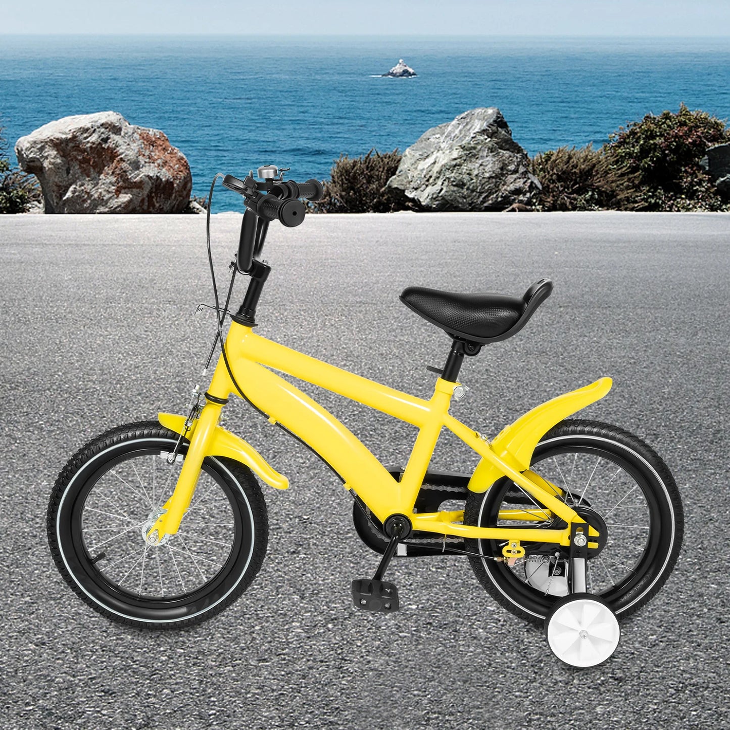 Fork Kids Bicycle With Training Wheels Dual Brakes Durable