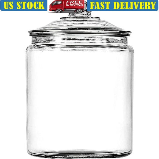 2 Gallon Glass Storage Jar with Lid Wide Mouth Food Container Perfect Dry Goods Candy Cookies Flour Rice Coffee Spices