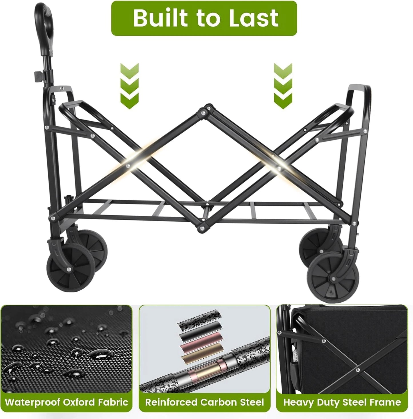 Heavy Duty Foldable Wagon Cart For Groceries And Beach