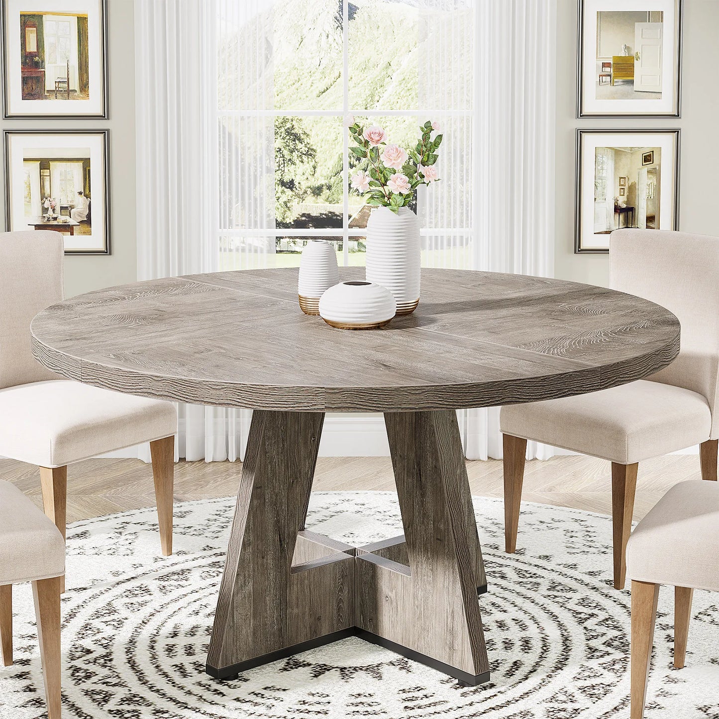 Tribesigns Round Dining Table for Cozy Gatherings and Meals