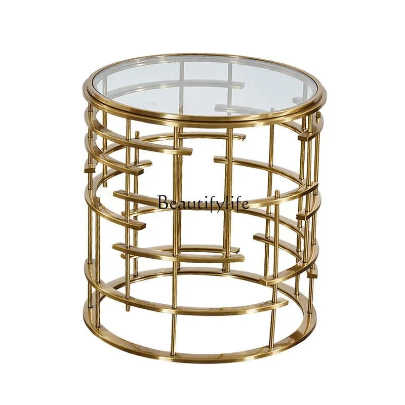 LJY*light luxury corner few stainless steel gold-plated living room few