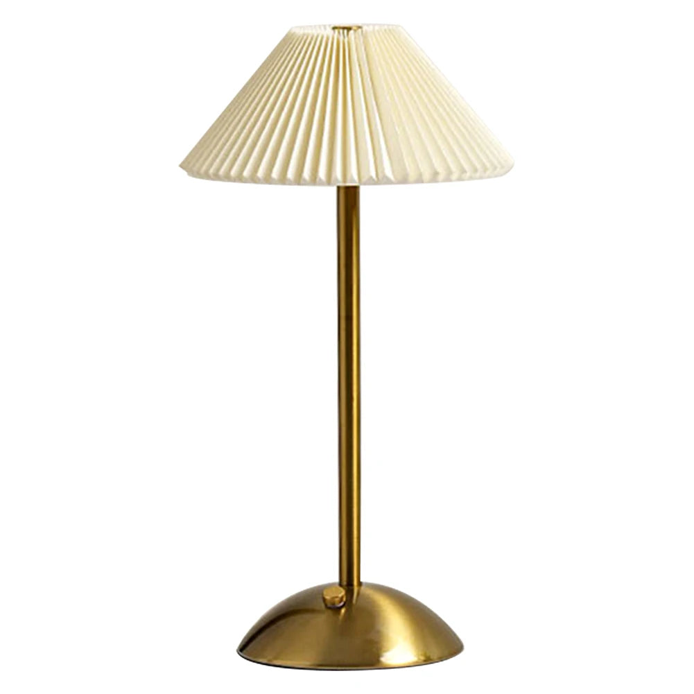 Nordic Pleated Table Lamp USB Charging Art Atmosphere Lamp Modern Style with Metal Base for Bedroom Living Room Decor