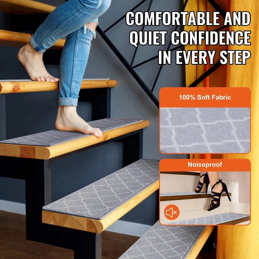 Stair Treads Stairs Carpet Non Slip 9 x 28 Indoor Stair Runner for Wooden Steps Anti Slip Carpet Soft Edging Stair Rugs Mats f