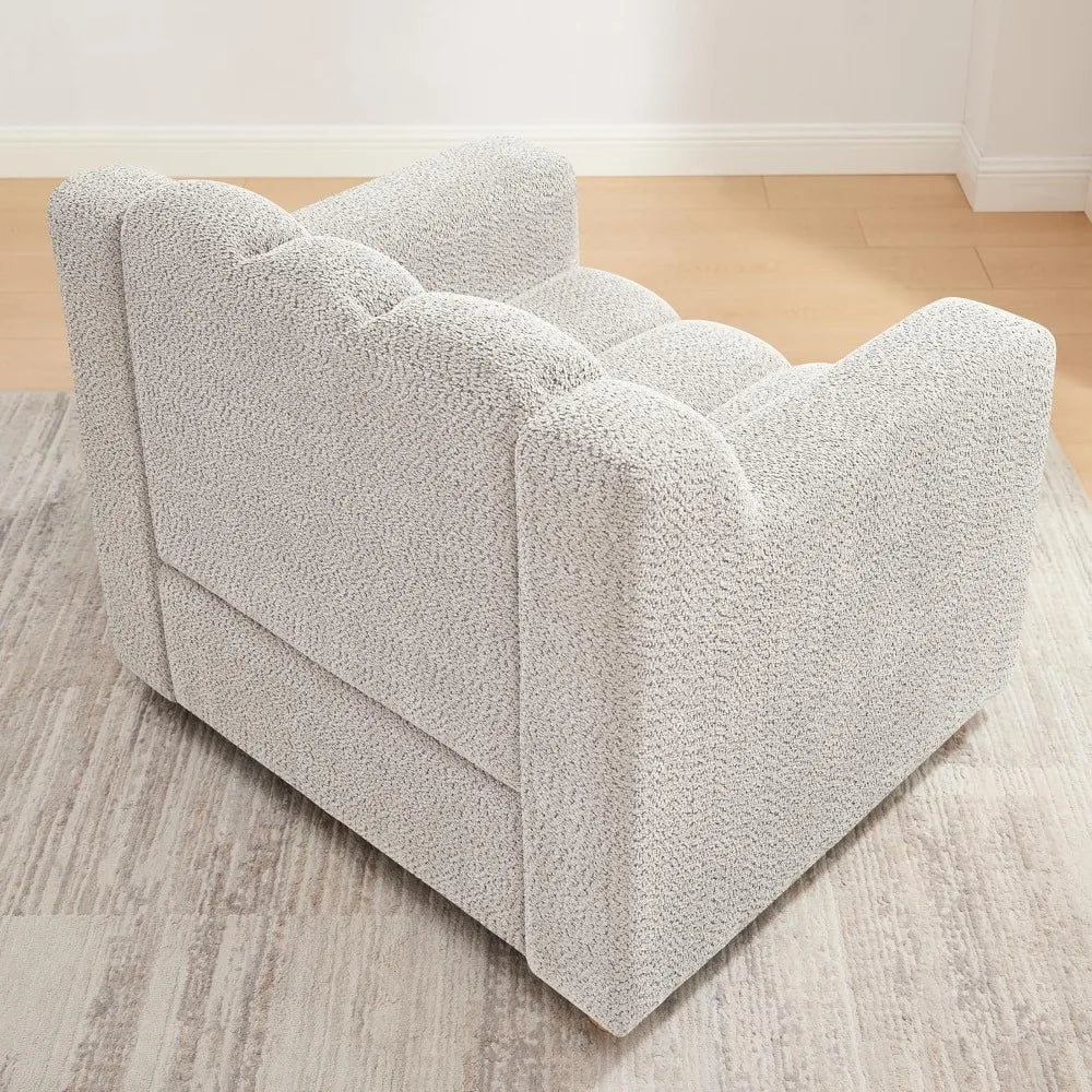 Oversized Accent Chair, Modern Living Room Chairs, Comfy Boucle Fabric Upholstered Armchair for Bedroom, Office, Waiting Room