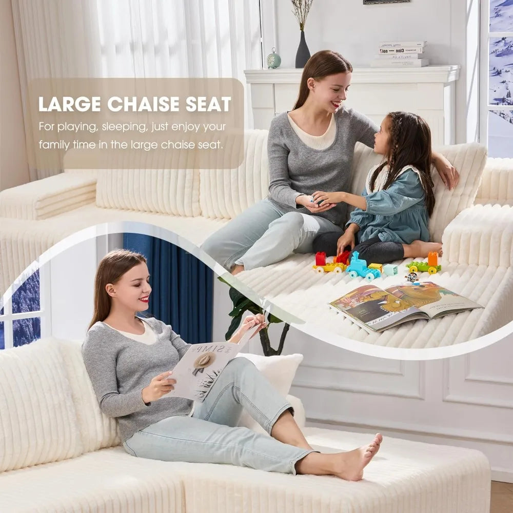 96“ Modular Sectional Sofa Couches L-Shape Couch 3 Seat Modular Sofa Memory Foam Sectional Couches for Living Room, Cloud Couch