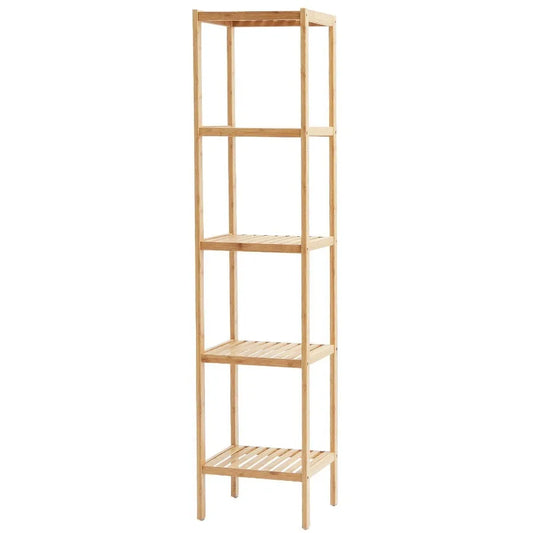 Corner Standing Bookshelf 5Tier Bamboo Ladder Narrow Shelf Plant Stand