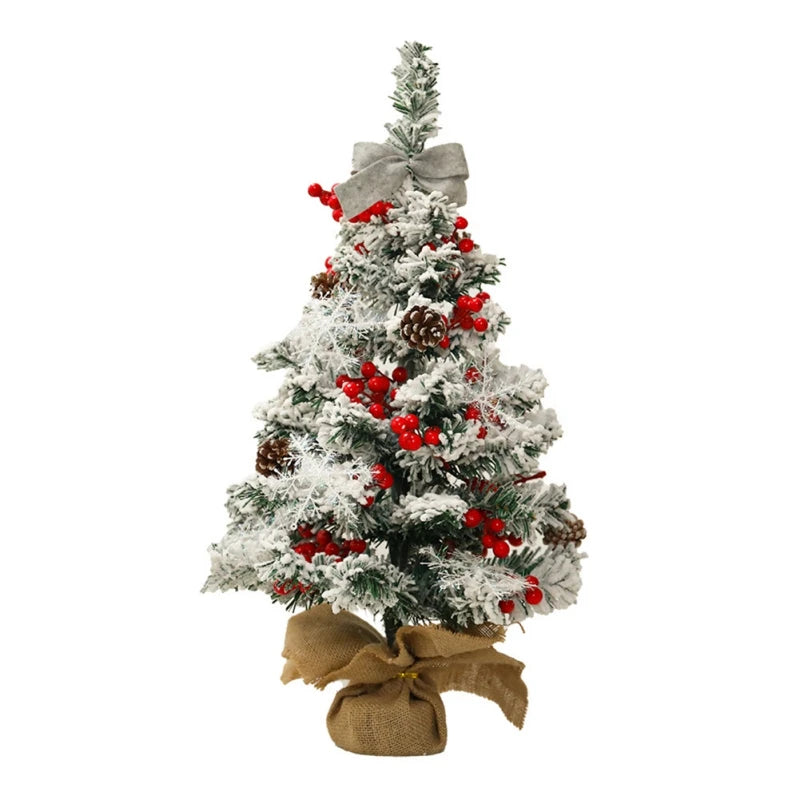 Flocking Christmas Tree Small Warm Light Atmosphere Desktop Decoration Essential for Christmas Holiday Decors Without Battery