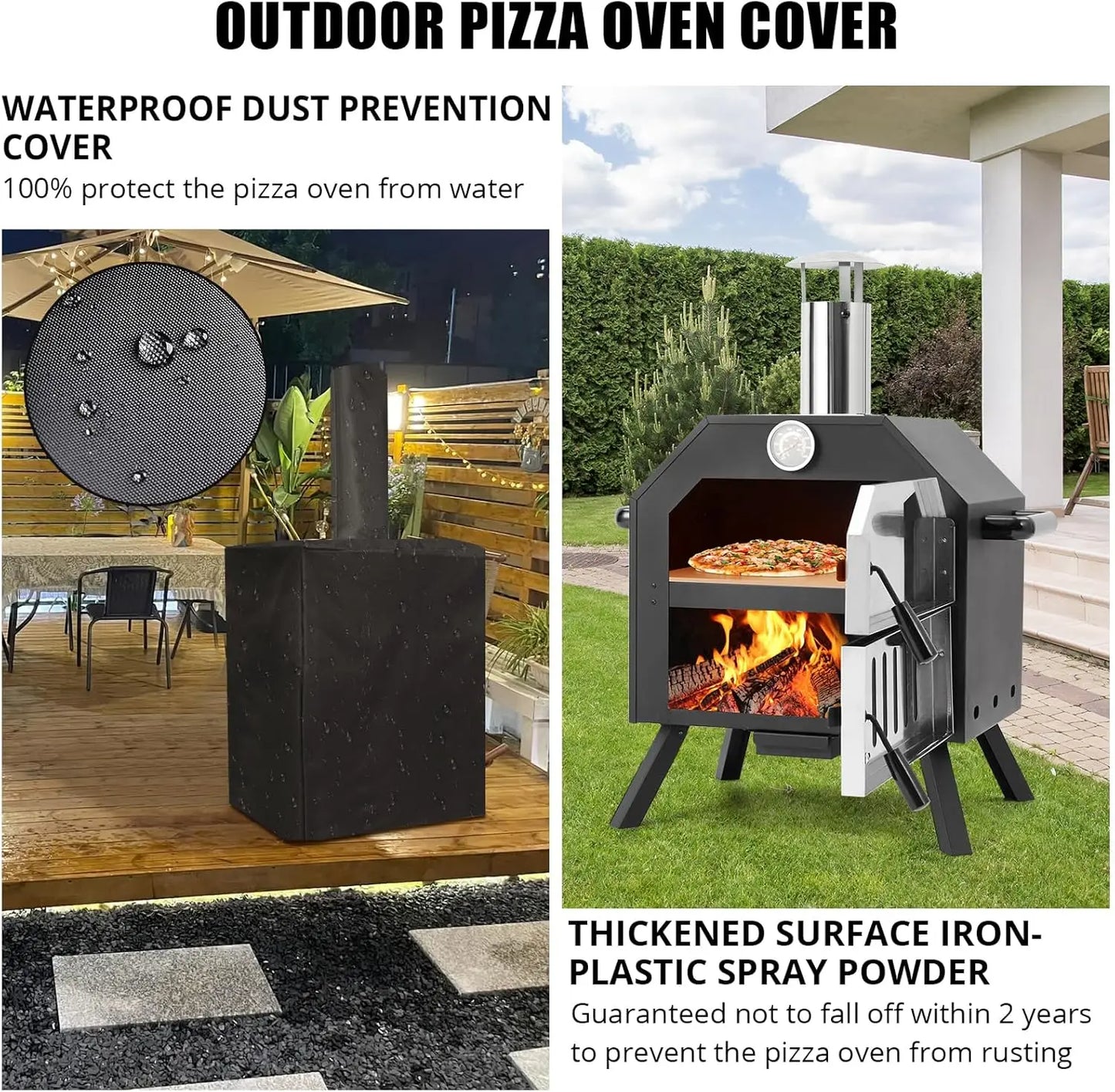 Foldable Legs Outdoor Pizza Oven With Cover 12 Inch Stone