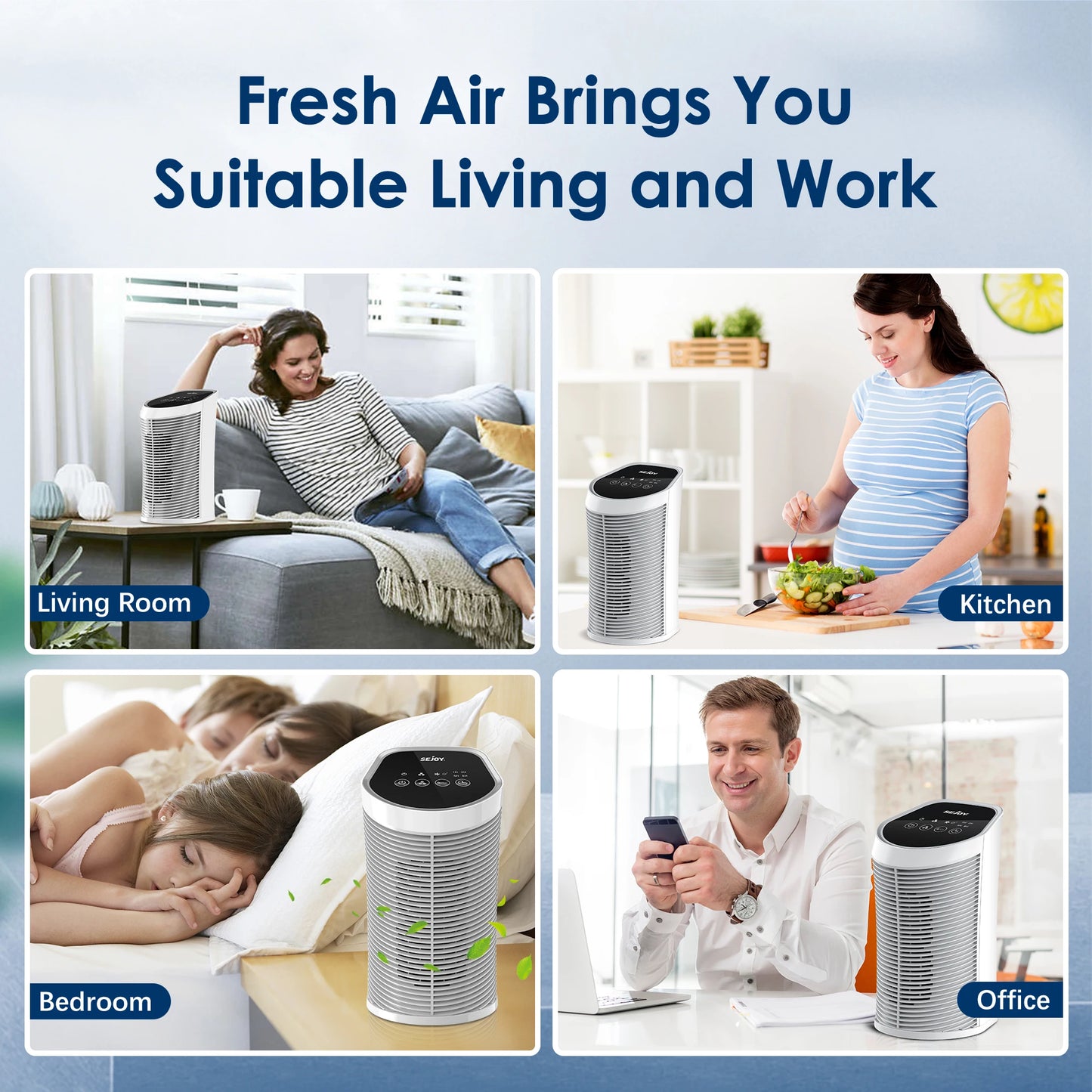 Sejoy Air Purifier with Ionizer Three Speed Quiet Operation