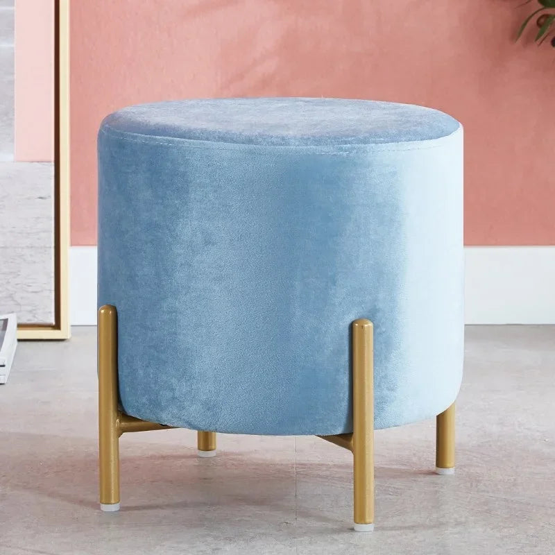 Velvet Dressing Stool With Gold Legs Tassel Ottoman Bench