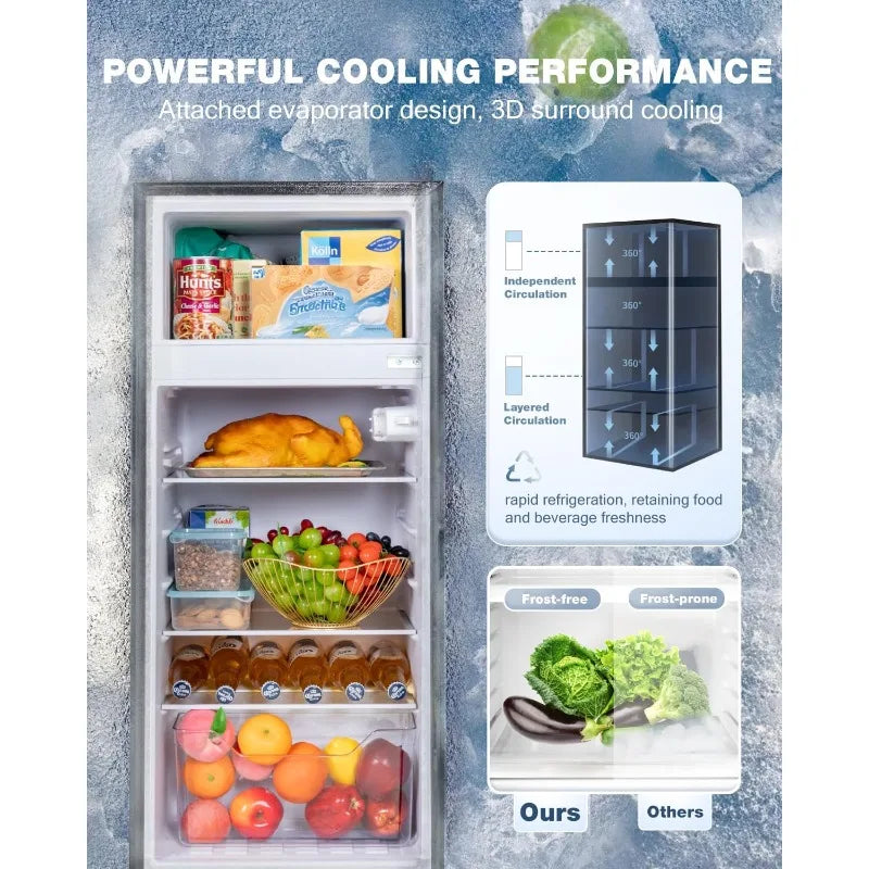 Double Door Refrigerator With Freezer And Thermostat