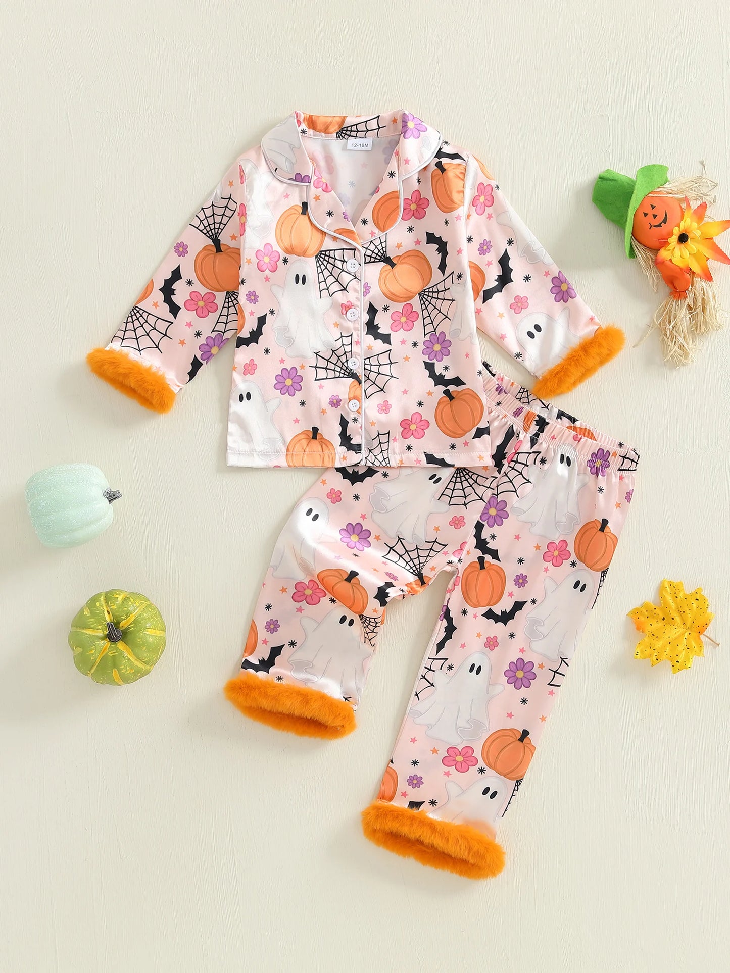 Children s Boys Halloween Pajamas Set Ghost Print T-shirts Tops Matching Pants 2 Piece Lounge Suit Sleepwear Costume