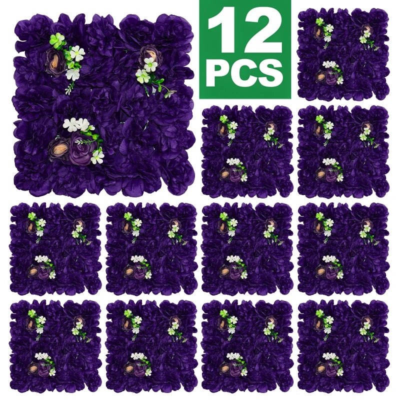 12pcs Artificial Flowers Wall Panels 16.5* 16.5Inch Silk Roses Home decoration Floral Backdrop Ideal for Wedding Celebrations