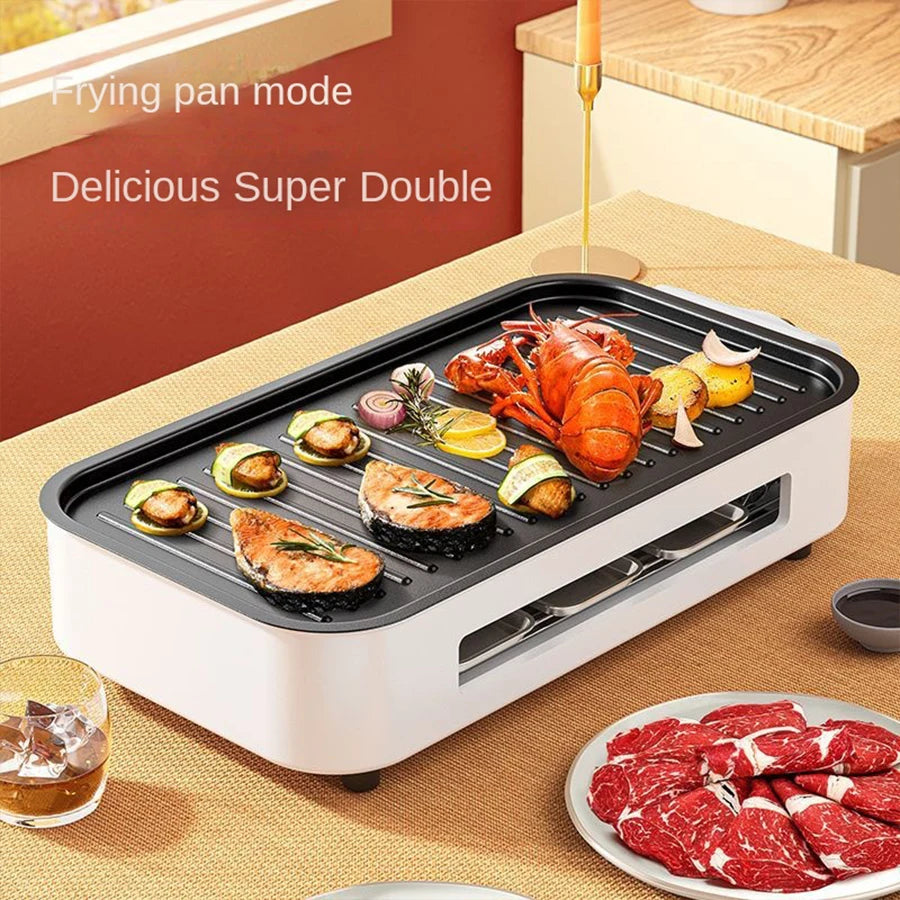 Electric Smoke Free Indoor Barbecue Grill Nonstick Portable