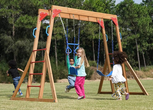 Dolphin Cedar Playground Swing Set With The Monkey Bar