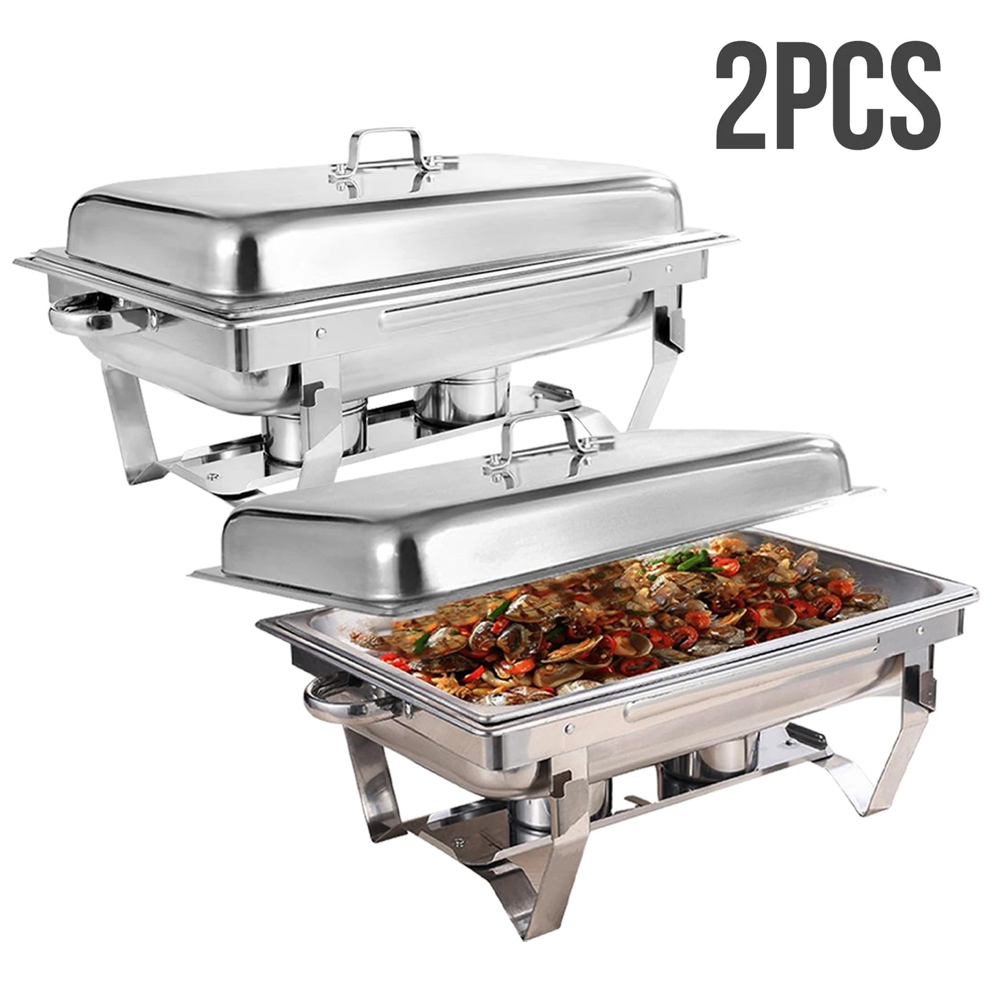 Chafing Dish Buffet 8Qt Electric Stainless Steel 2 4 Pack