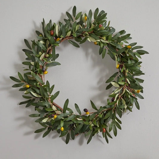 20” Artificial Olive Berry Twig Wreath Home Office Door Decor.