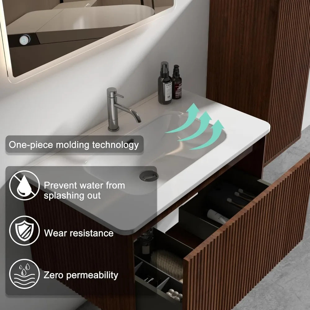 Premium Vanity With Sink Wall Mounted Floating One Piece