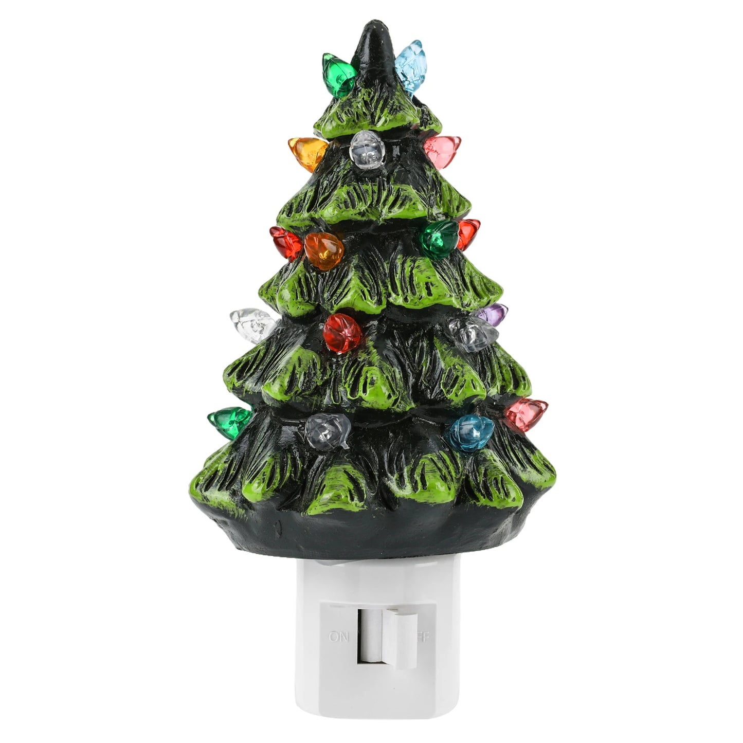 Resin Christmas Tree Night Light 360 Degree Swivel Plug LED Wall Lamps Hand Painted Wall Lights for Kitchen Bedroom Bedside Lamp