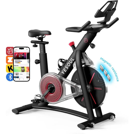 Yesoul Black Exercise Bike for Home,Smart White Cycling Bike Magnetic Stationary Bike, Low Noise Indoor Cycling Bike for Home Gy