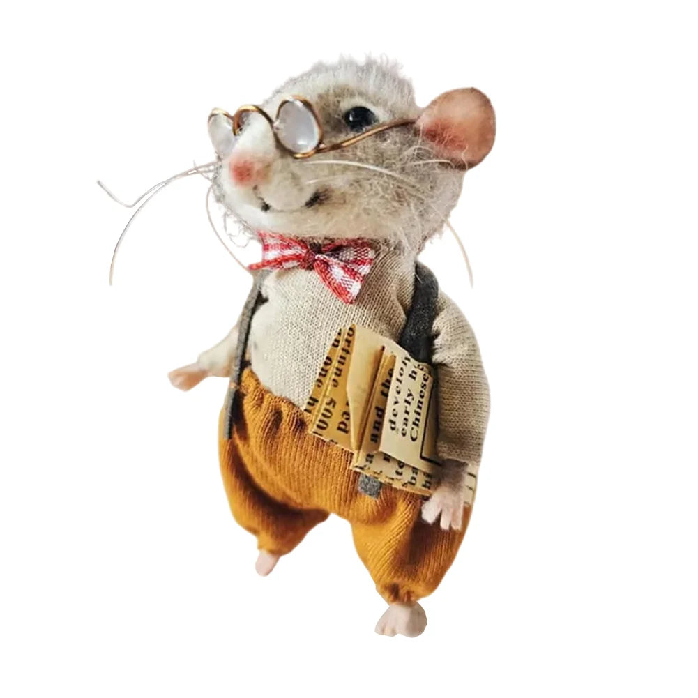 Mouse Doll Christmas Needle Felted Mouse Craft Decoration Needle Felted Christmas Cute Needle Felted Mouse Handmade Wool Felted