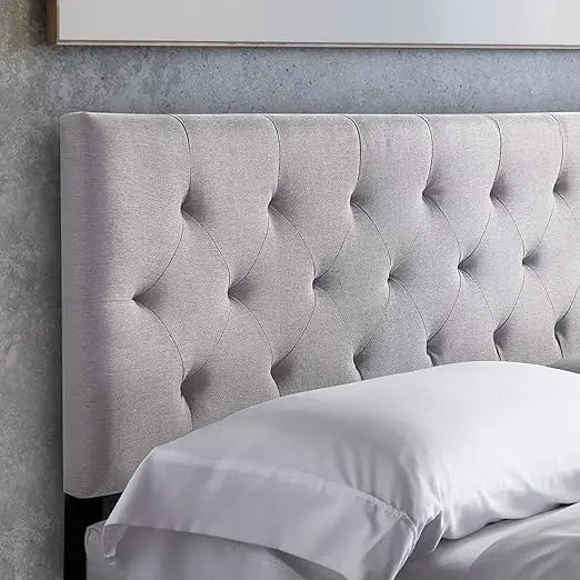 Bed Headboard - Mid-Rise Diamond Tufted Upholstered Queen Size Full Size - Adjustable Height Full Headboard - Bed Frame or Wall