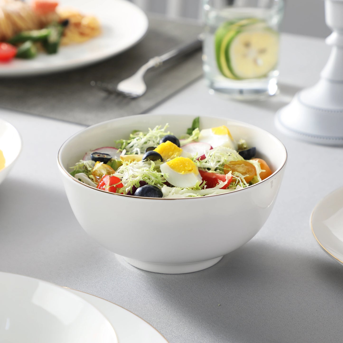 MALACASA 16/32-PIECE Nordic European White Bone China Tableware Set with Bowl,Dinner&Dessert&Soup Plate Set for 4/8 person