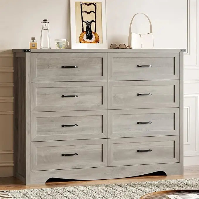 7-Drawer Dresser for Bedroom, Modern Wooden Chest of Drawers with Metal Handles, Anti-Tipping Design, Sturdy and Stable Storage