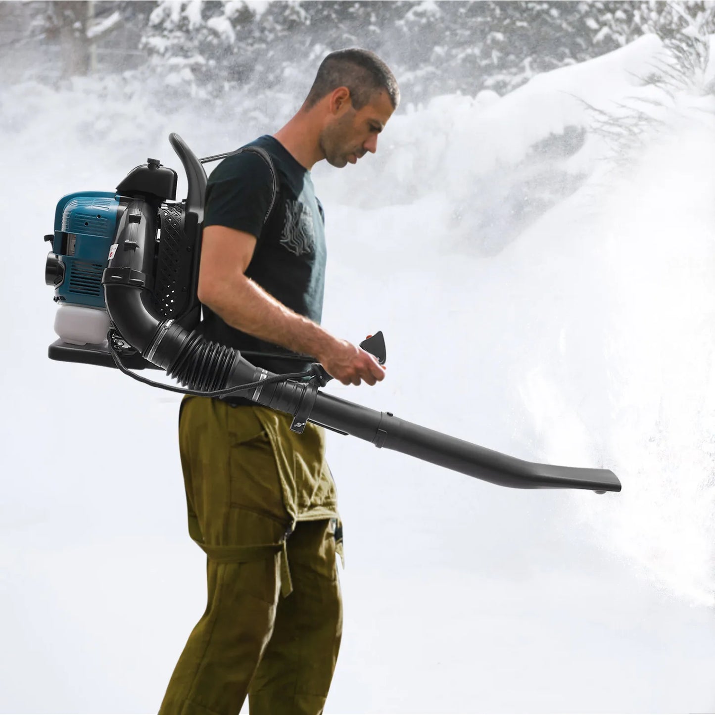 Bymaocar Gas Powered Backpack Leaf Blower 2.6KW 7000 RPM