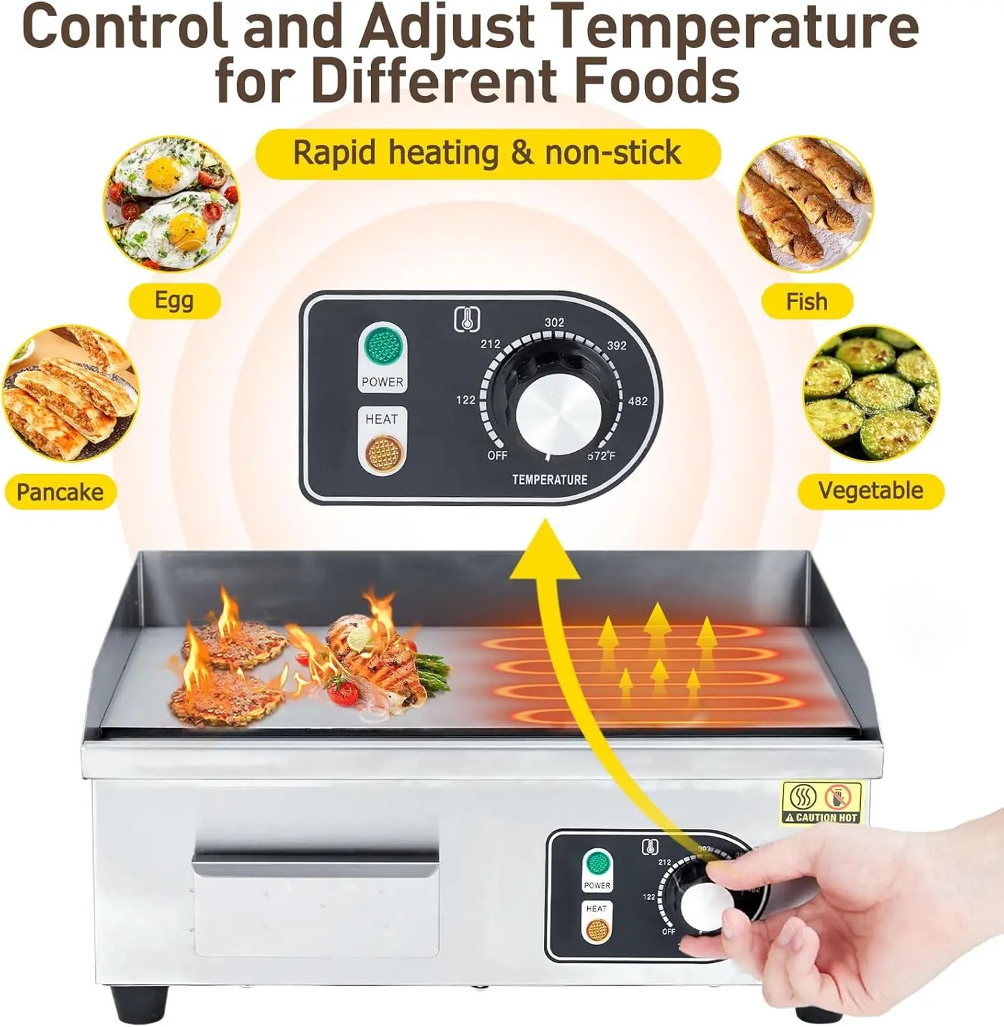 Electric Grill 3000W 110V Nonstick Teppanyaki Plate