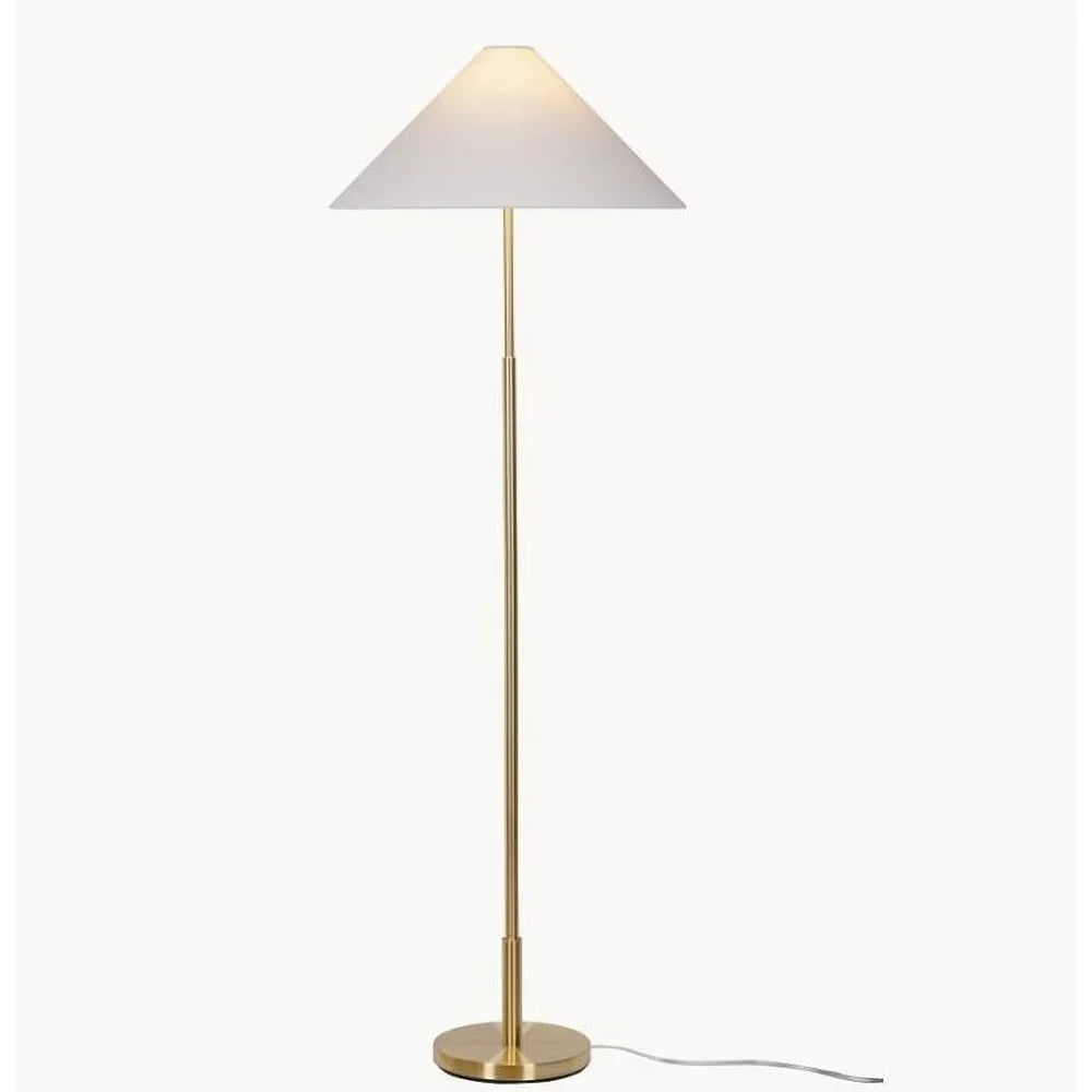 64 Inch Brass Floor Lamp White Empire Shade Elegant Home Lighting Durable Metal Rotary Switch 100W Compatible Living Room Office