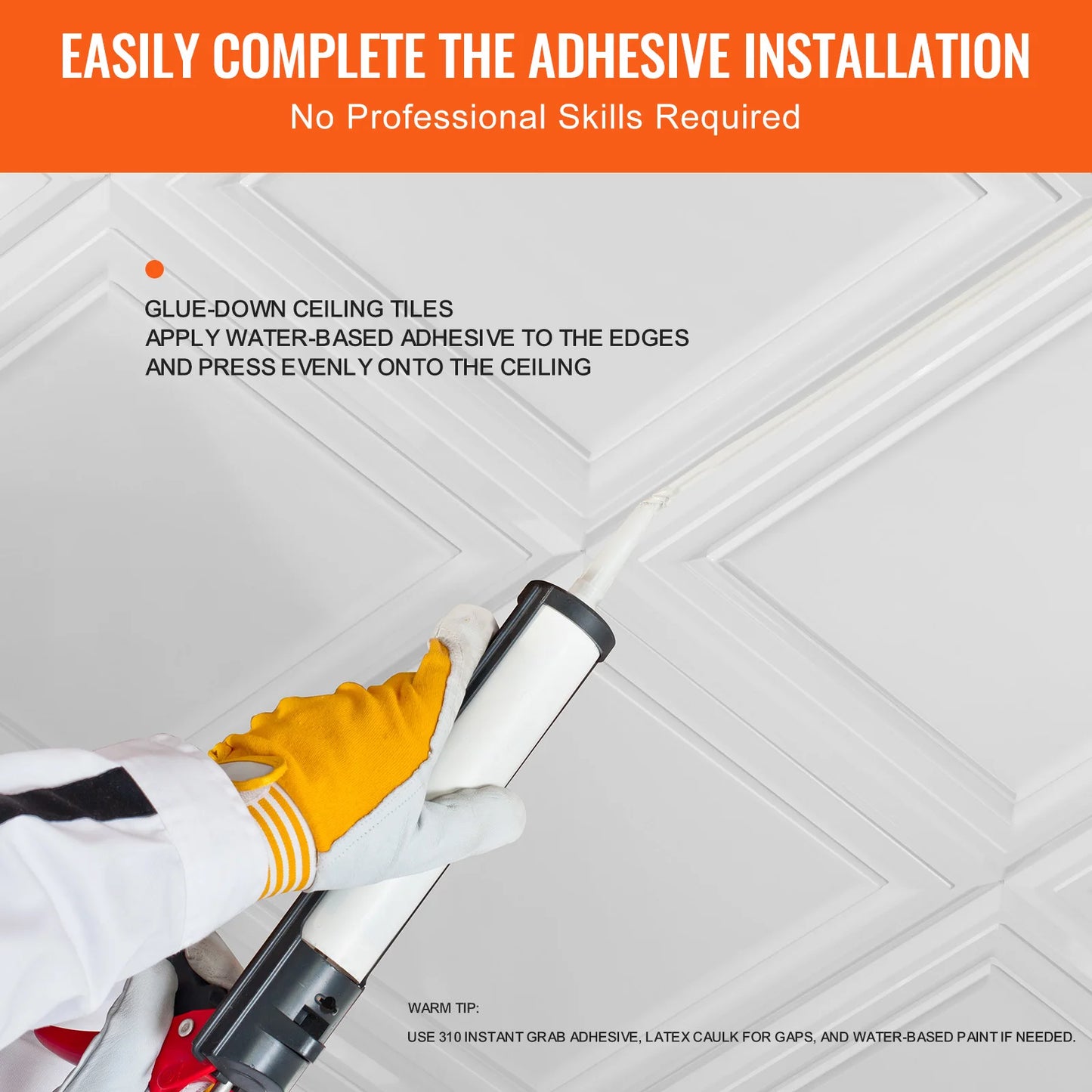 SucceBuy Ceiling Tiles Drop Ceiling Tiles Premium Polystyrene Sheet Glue-up Basement Ceiling Covering for Home/Office Decoration