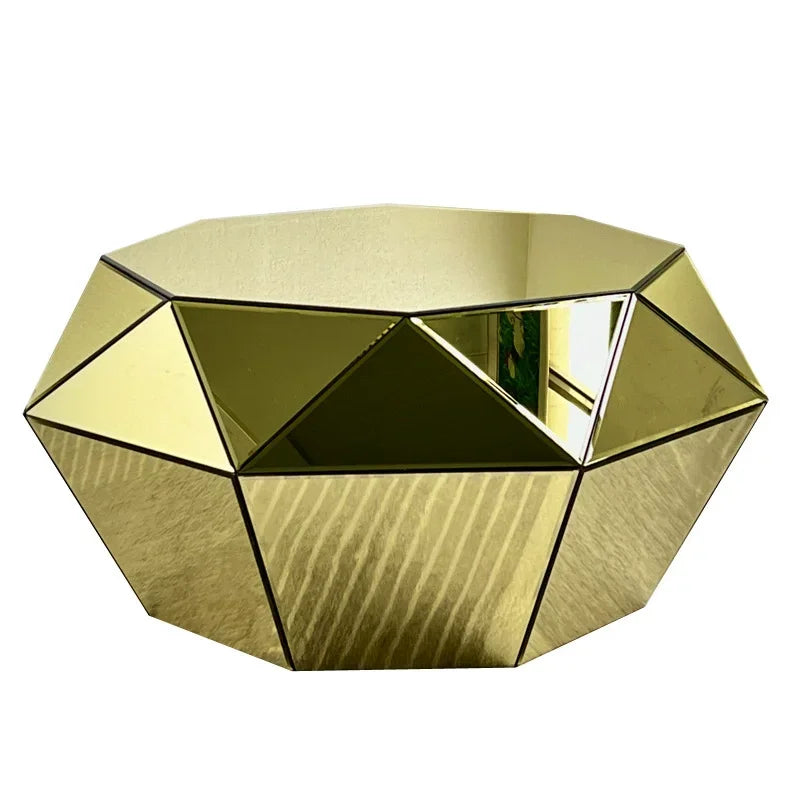 XMSJ Modern Glass Mirror Diamond Coffee Crystal End Table