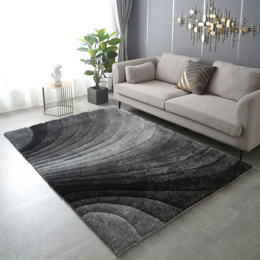 "3D Shaggy" Hand Tufted Area Rug - 2 x 3Ft Rugs for Bedroom, Grey Fluffy Soft Carpet for Living Room & Nursery