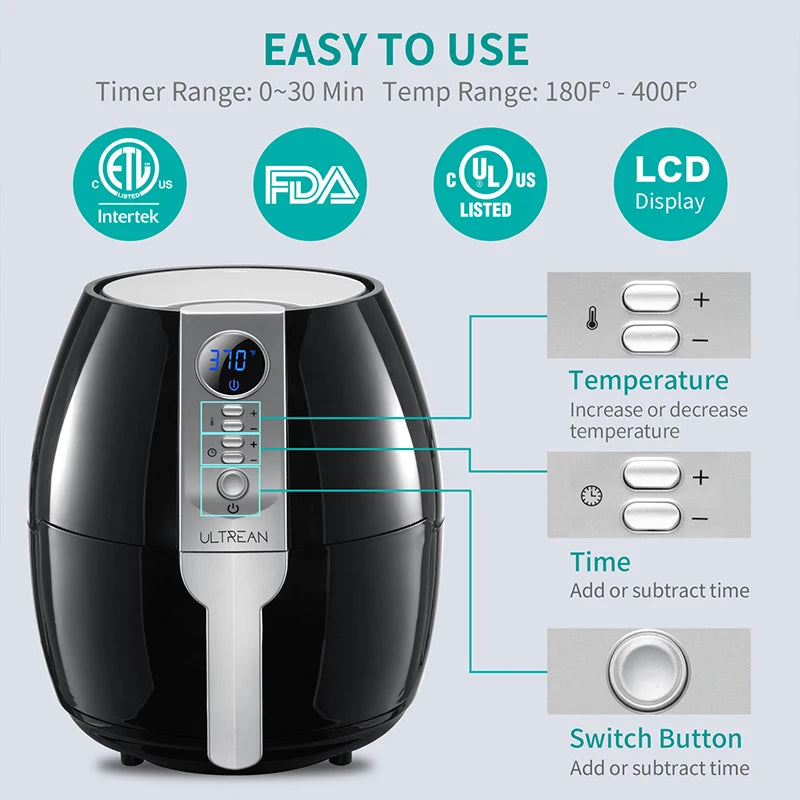 Ultrean Air Fryer Electric Hot Fryer for Healthy Cooking