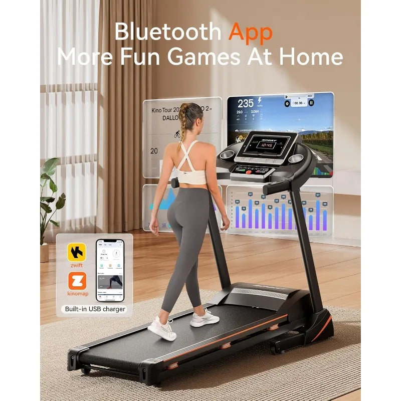 Treadmills for Home, Treadmill with 0-15% Auto Incline, 3HP Folding Treadmills for Running Walking with 300LBS Weight Capacity
