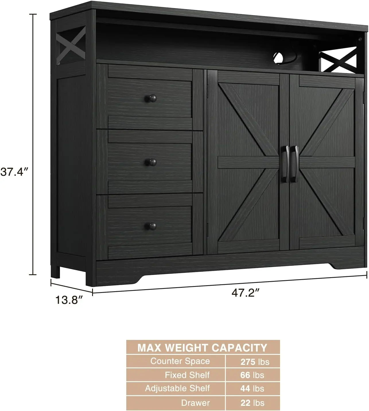 Vabches Buffet Cabinet Wooden Sideboard Cabinet with Drawers&Storage Cabinet Kitchen Cabinet Coffee Bar Cabinet for Dining Room