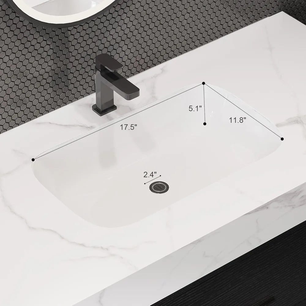 40 inch Modern Floating Bathroom Vanity with Sink, Wall Mounted Bathroom Cabinet with Ceramic Sink, Sintered Stone Countertop