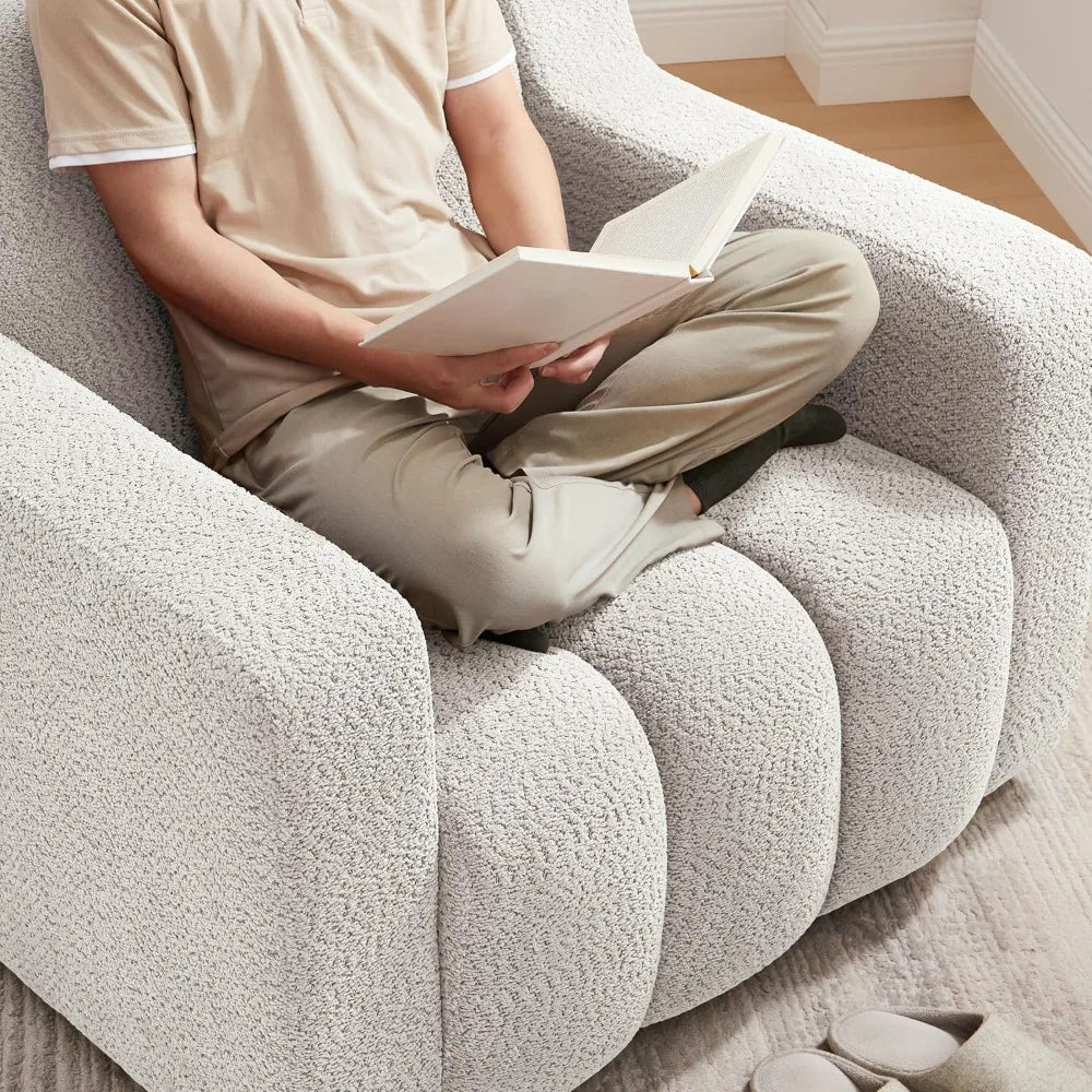 Oversized Accent Chair, Modern Living Room Chairs, Comfy Boucle Fabric Upholstered Armchair for Bedroom, Office, Waiting Room