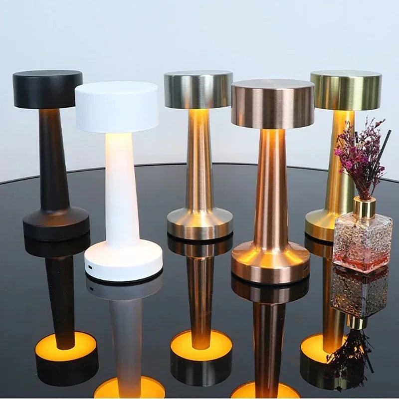 Rechargeable Retro Table Lamp Metal Touch Decor for Bar Coffee Table Restaurant Decoration Light Desk LED Night Lights